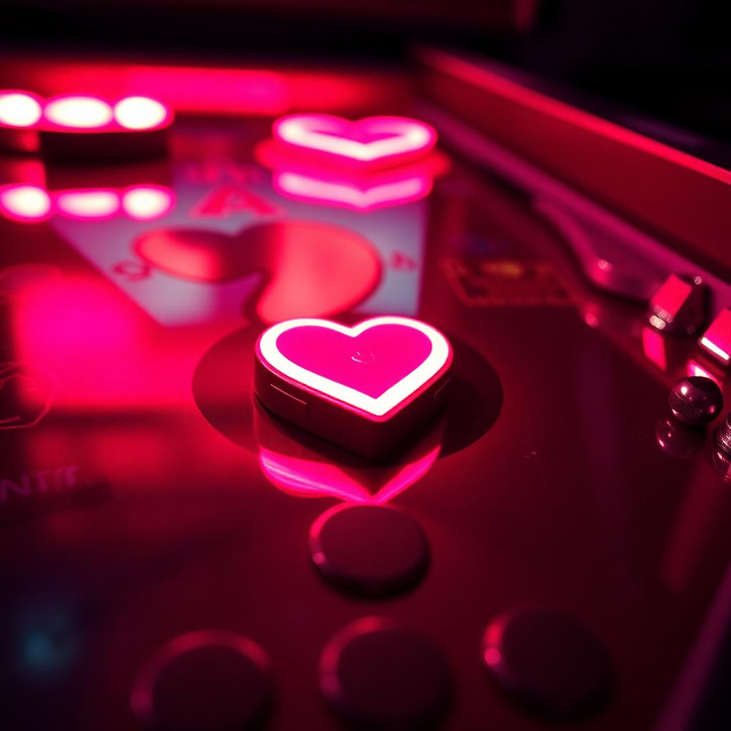 Glowing heart-shaped pinball bumper